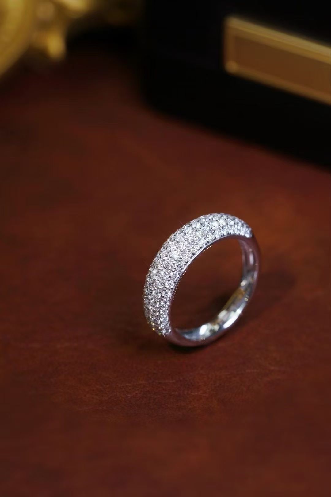 Full Pave-Set Diamond Eternity Band, 18K White Gold, Stackable Wedding Ring